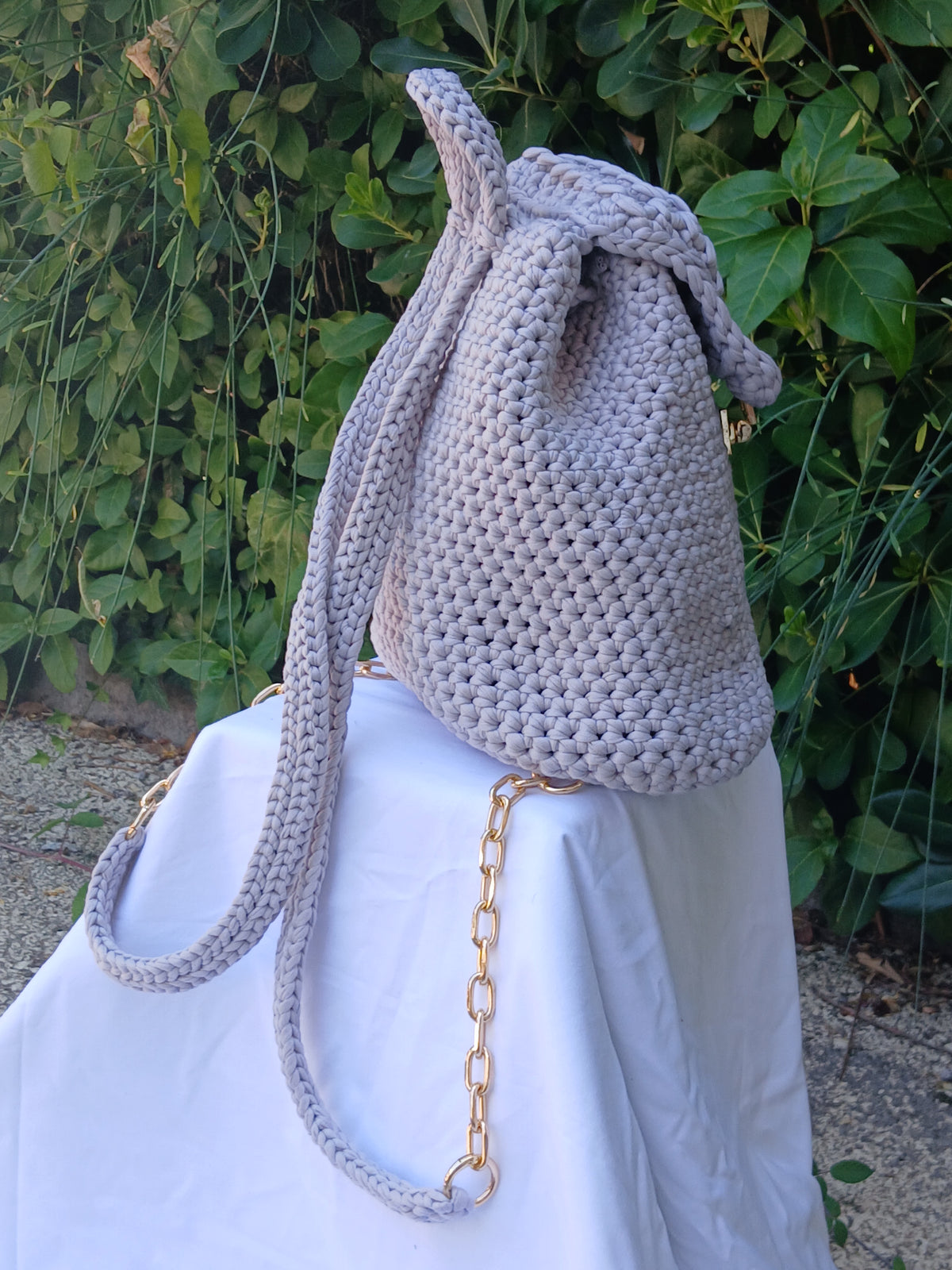 Sac a Dos au Crochet Gris